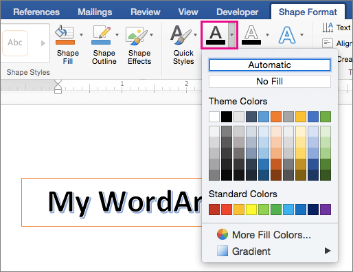make top to bottom color gradient in word 2011 for mac